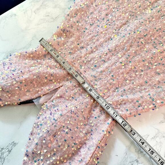 Miss Ord Sequin & Gem Blush Tulle Plunge Neckline Mini Dress Women’s Size Small - Picture 11 of 13